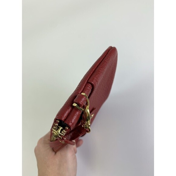 Lodis Red Pebble Leather Wristlet Bag Clutch Pouch Zip Purse Travel Phone Pocket - Picture 5 of 10